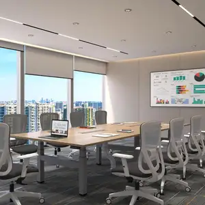 Mesa de conferência inteligente e moderna, mesa de conferência modular estilo Qingdao para 16 pessoas, 6 cadeiras, sala de reuniões