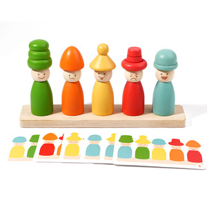 Montessori Puppetry Stacking Toys For Children Learning Color Matching Game Educational Rainbow <strong>Puppet</strong> Puzzle Wood Toys For Kids - Product Image 5