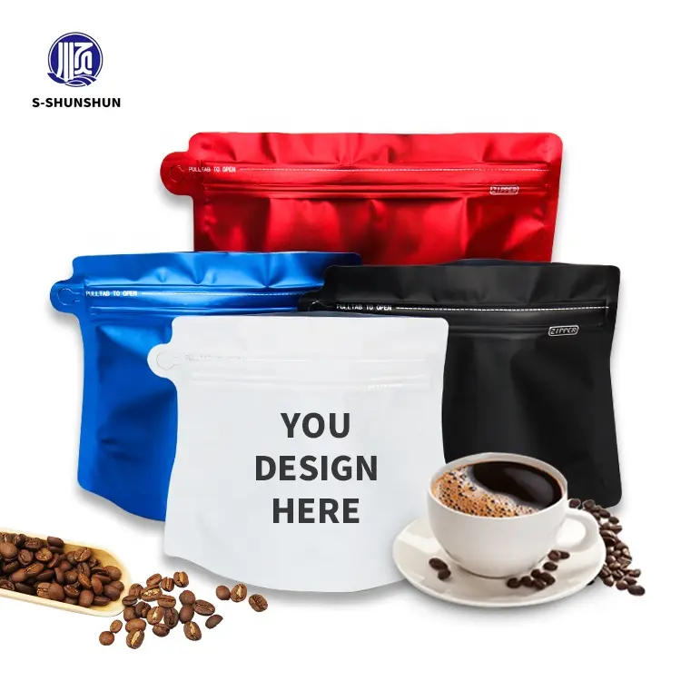 Cor 12oz Reusável plástico Custom Coffee Bag Alumínio Foil café malote com válvula Alimentos Stand up Pouch diamante café sacos
