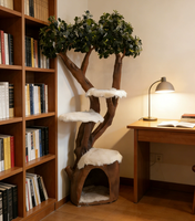 Nouveau design 2026 : Arbre à chat moderne de luxe en bois, tout-en-un, multi-niveaux, gain de place, pour la maison et les petits appartements