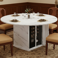 Table à manger ronde de 47 pouces avec base de rangement pour refroidisseur à vin, finition grain de bois, style moderne, fournisseur en gros pour cuisines