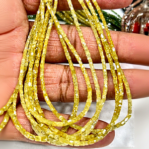 Perles en forme de tube de diamant jaune naturel AAA, luxueuses et tendance, 17 pouces de long, taille 3-4 mm - Product Image 1