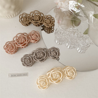 Pince à cheveux en acrylique pour femmes, attache de meuleuse des cheveux, en fleur de camélia Rose, grande griffe, 40x10.5cm, accessoires capillaires