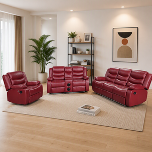 ชุดโซฟาหนัง PU ปรับเอนได้สไตล์โมเดิร์น พร้อมพนักพิงแบบ Tufted และที่วางแขนบุนวม สำหรับห้องนั่งเล่น - Product Image 2