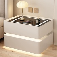 Table de chevet flottante intelligente moderne avec lumière LED, chargement sans fil, 2 tiroirs, meuble de rangement pour chambre à coucher, pack de meubles personnalisés OEM