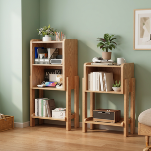 Mueble de Salón Moderno de Madera Maciza, Mueble de Almacenamiento de 3 Estantes, Decoración del Hogar de Estilo Escandinavo, Estantería con Plantas - Product Image 1