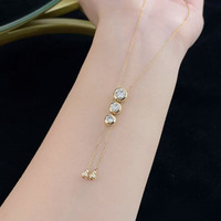 Collana con Pendente in Oro 18K con Diamanti Coltivati in Laboratorio, Tre Lucidi Pendenti a Bolle a Forma di Zucca, Catene Regolabili da Donna, Ciondoli con Diamanti