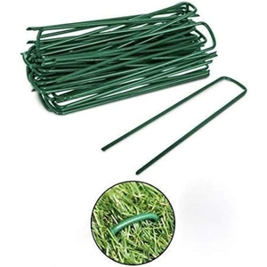 Estacas de Jardim em Forma de U, Grampos Galvanizados para Paisagismo, Grampos de Aço Galvanizado para Fixação de Tecido Anti-ervas - Product Image 1