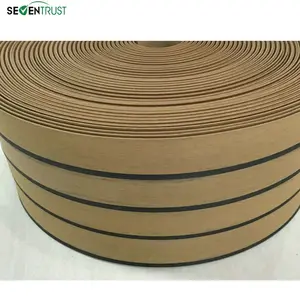 UV กาว25เมตรม้วน200มม. กว้างทะเลสังเคราะห์ไม้สัก PVC Decking เรือยอชท์สังเคราะห์ Decking ไม้สัก