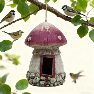 Eco-Friendly Hanging <strong>Resin</strong> Birdhouse - Weatherproof Design with Bird Perch for <strong>Backyard</strong> - Product Image 6