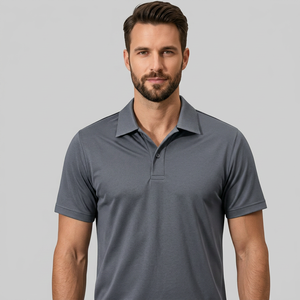 Polo en tricot à manches courtes pour homme, couleur unie avec poche, style décontracté, noir, gris, marine - Product Image 4