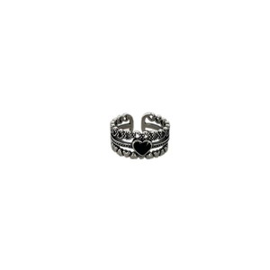 Yinruitai S925 Sterling Silver Heart Shape <b>Open</b> <b>Ring</b> For Women Fashionable Retro Design Everyday Wear Jewelry - Product Image 5
