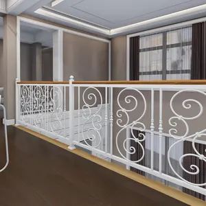 Beliebte Indoor Stahl Treppen zaun Handlauf Design Schmiedeeisen Geländer Balkon Balustraden Handlauf