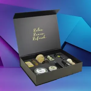 Boîtes de rangement pour emballage de bougies magnétiques avec impression de logo personnalisé de luxe Boîte cadeau de luxe pour bougies avec insert en EVA