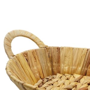 Panier ovale en jacinthe d'eau avec cadre en fer 30x23x7cm, rangement décoratif avec 2 poignées - Product Image 4