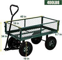 Chariot de jardin Chariot utilitaire en acier robuste pour la pelouse Chariot utilitaire extérieur pour le camping Wagon avec côtés amovibles et roues