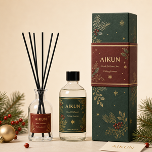 Difusor de Aromas Aikun Recargable, de Vidrio Transparente, sin Llama, con Varillas de Ratán Negro, en Caja de Regalo, con Aceite de Fragancia para Decoración del Hogar - Product Image 1