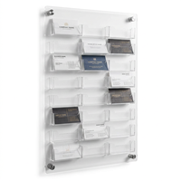 Porte-cartes de visite mural en acrylique transparent à 30 poches, présentoir multi-poches pour brochures, idéal pour les bureaux, les halls d'accueil et les commerces.