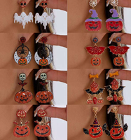Nouvelles Boucles d'Oreilles Halloween, Bijoux Fantaisie pour Filles et Femmes, Fantômes et Citrouilles Exagérés en Alliage, Cadeau Festif pour Fêtes