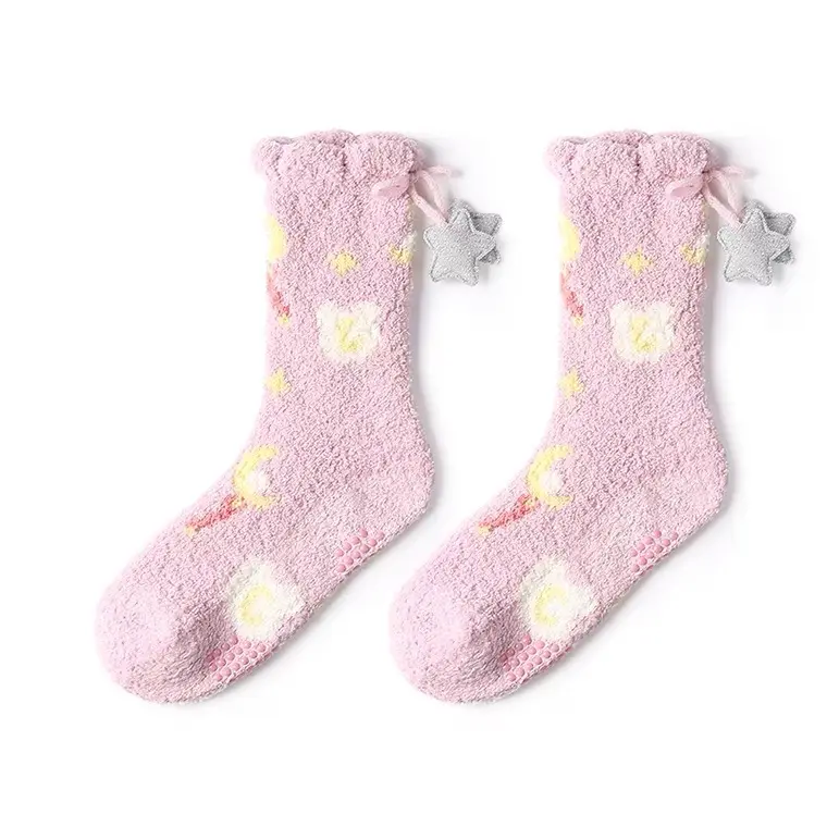 Coral velvet floor women home socks sleep thickened warmth winter socks mid length fuzzy fluffy sock