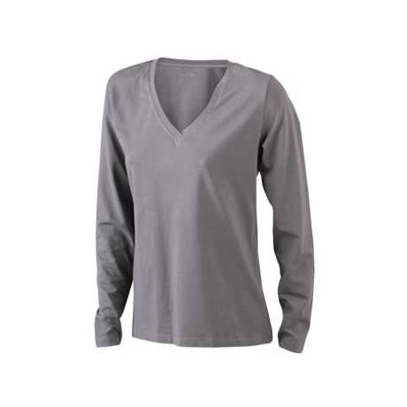 Ladies' Long-Sleeved V-Shirt Soft Elastic Single Jersey Stand Collar Silk Knitted Jersey for Office & Party Size XL-Loose Fit
