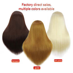 Cabeza de Maniquí Profesional para Entrenamiento de <span class=keywords><strong>Peluquería</strong></span>, Cabello Humano Liso y Ondulado de 53 cm, Modelo para Prácticas de Corte y Trenzado - Product Image 3
