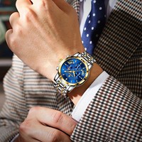 Jam Tangan POEDAGAR 813 Quartz Stainless Steel Desain Fashion Pria Tahan Air Bercahaya Tanggal Otomatis Kronograf Jam Tangan Pria