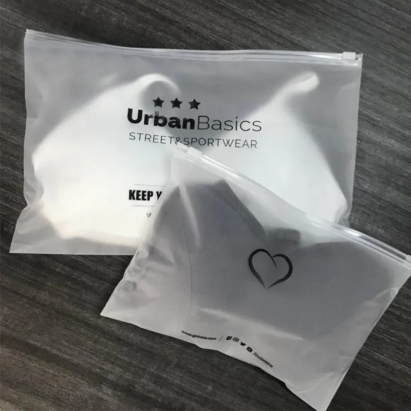 Recycled Plastic zipper Bag Custom logo Frosted Matte Clear recyclable bags For Packaging Swimwear bikini cosmetic jewelry