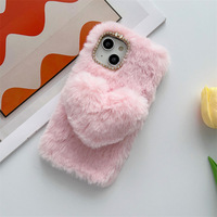 Mise à jour 2026 mignon chaud en peluche 3D coeur fourrure chaud doux en peluche étui de téléphone pour iPhone 17 Pro Max 17 Air 16 couverture arrière