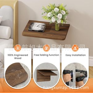 Wooden Wall Mounted <b>Shelf</b> Rectangle Retro Color Foldable Easy Installation Home <b>Bedroom</b> Bathroom Storage - Product Image 1