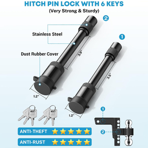AMBITION <span class=keywords><strong>Attelage</strong></span> de remorque réglable et robuste avec goupille antivol pour camions de remorquage SUV Pièces de remorque - Product Image 4