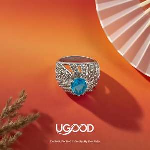 แหวนพลอยหรูหราของ Ugood สร้างขึ้นด้วยซิครอนชุบ18K ดีไซน์โดดเด่นสำหรับงานปาร์ตี้และชุดลำลอง - Product Image 1