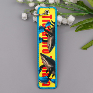 3 Styles Logo personnalisé Cartoon Tung Tung Tung Sahur <span class=keywords><strong>Doudou</strong></span> Brainrot Shark tissé brodé Porte-clés moto Jet Tag Porte-clés - Product Image 6