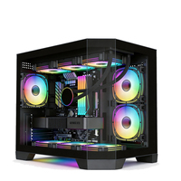 Boîtier de jeu M-ATX en verre trempé, haut débit d'air, refroidissement par eau 360 mm sur le dessus, 280 mm sur les côtés, boîtier PC ITX, support VGA 380 mm, boîte de jeu
