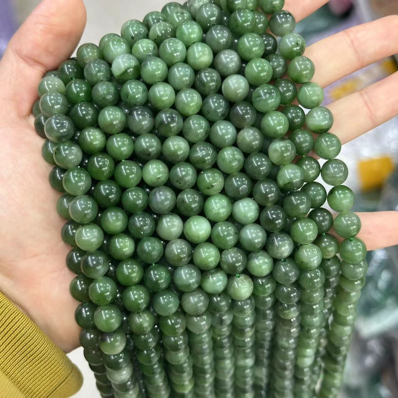 Diaspro canadese verde 9,5 mm circa 38 perle