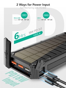 <span class=keywords><strong>Cargador</strong></span> Solar Portátil de 20000mAh con Carga Rápida QC3.0, USB Tipo-C, Micro USB, IP66 Impermeable, Banco de Energía Solar para Camping y Actividades al Aire Libre - Product Image 5