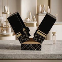 Boîte d'emballage en papier à double porte avec logo personnalisé, boîte cadeau cosmétique, boîte en papier haut de gamme pour soins de la peau, huile essentielle, parfum