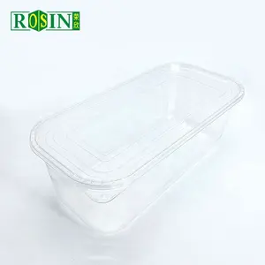 Tùy chỉnh dùng một lần thermoforming rõ ràng cấp thực phẩm Pet hình chữ nhật 5L Ice Cream hộp nhựa với nắp