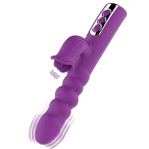 G Spot – vibromasseur télescopique pour la langue, Massage de la chatte, dispositif de léchage de la langue rose, Plug Anal, vibromasseur gode vibrateur pour femmes