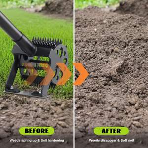 Roterende Cultivator Tool 2 In 1 Handhelmstok Voor Tuinieren Verstelbaar Onkruidverwijderingsgereedschap Met Roestvrijstalen Paal Voor Grondmenging - Product Image 4
