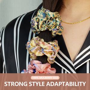 Luxe 6a 100% Moerbei Zijde <span class=keywords><strong>Scrunchies</strong></span> Met Elastische Band Print Zijden Haarbanden - Product Image 6