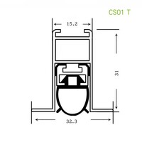 Joint de porte automatique moderne robuste pour bas de porte - Serre-porte acoustique à double joint monté en surface en aluminium anodisé transparent