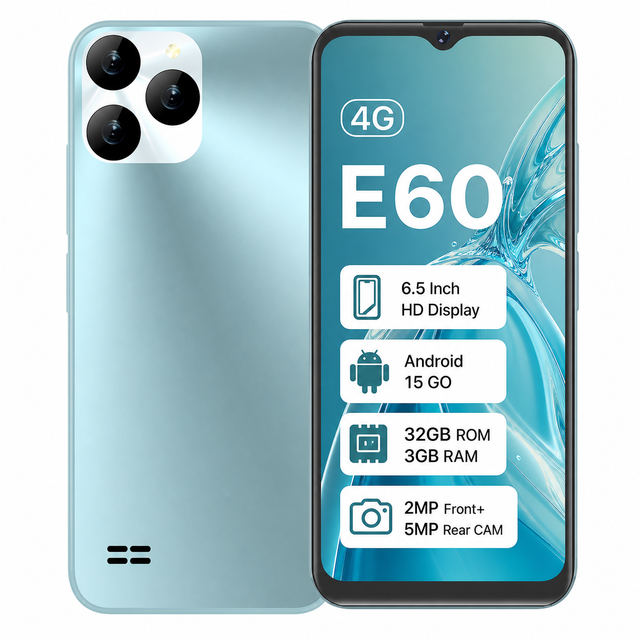 Manufacturer Customized Mobile Phones E60 Unlocked 6.5 Inch 4g Smart Phone Android 15.0 Low Price Telephone