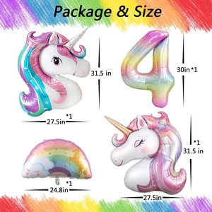 Set di Decorazioni per Festa di Compleanno a Tema Unicorno <span class=keywords><strong>con</strong></span> Grandi <span class=keywords><strong>Palloncini</strong></span> Unicorno <span class=keywords><strong>Arcobaleno</strong></span> ad Elio per Baby Shower e Compleanno - Product Image 2
