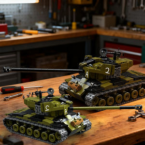 1/28 échelle Ww2 World of Tanks char moyen T26e4 Super <span class=keywords><strong>Pershing</strong></span> Kit de modèle en plastique Mini soldat figurines ensemble de blocs de construction - Product Image 5