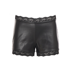 Shorts de cintura baja ajustados de cuero con ribete de encaje picante oscuro, estilo Y2K vintage, versátiles y con personalidad. - Product Image 6