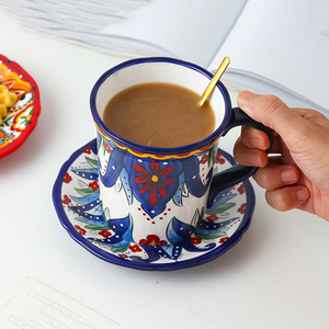 Nordic 500ml <b>Large</b> Coffee <b>Mug</b> Bohemia Ceramic <b>Mug</b> with Saucer - Product Image 3