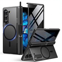 Étui BERFY Z Fold 6 avec protection d'écran anti-espion, béquille intégrée, emplacement pour S Pen, protection de la charnière, en TPU+PC, design épuré pour