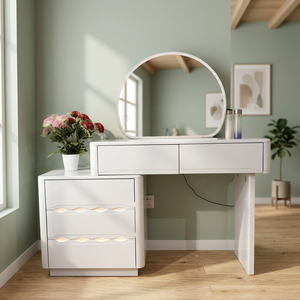 Modern Makeup <b>Vanity</b> <b>Table</b> <b>Mirror</b> Storage Desk for Bedroom Furniture - Product Image 2
