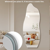 Miroir suspendu sans cadre de forme irrégulière, pleine longueur, anti-explosion, sans perçage, design artistique minimaliste pour usage domestique